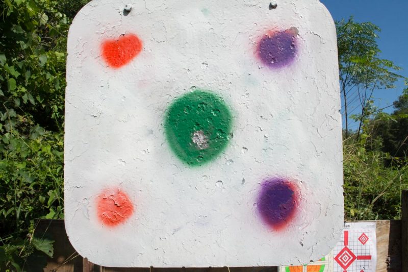 At 300 yards, all three shots landed on top of each other near the center of my beautifully spray painted bullseye. 