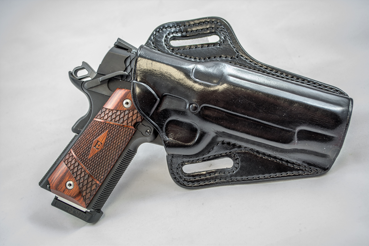 A good holster can provide great security without extra retention straps. This Galco model is molded perfectly to the gun, keeping it right where it belongs.