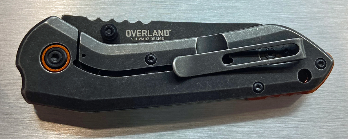 Back of CRKT Overland is stonewash finished to match the blade.