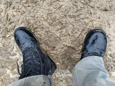 LAPG boots in mud