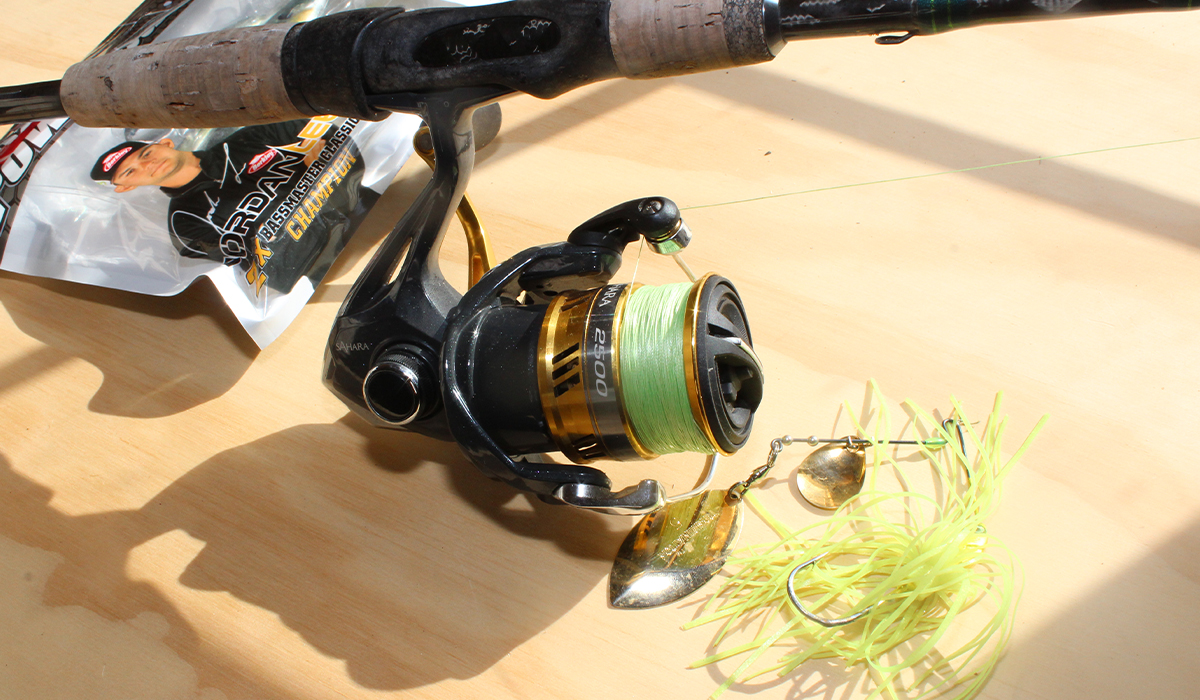 Spinning reel rigged up and ready