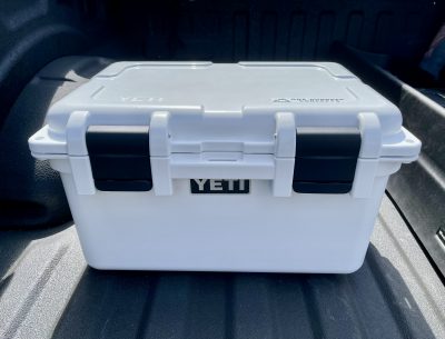 My new charcoal Yeti GoBox 30 loaded up with hunting, fly fishing