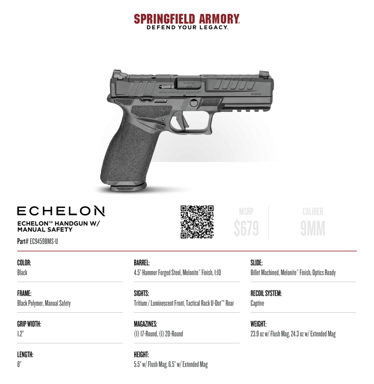 Springfield Armory adiciona NOVOS modelos de pistola de segurança manual Echelon