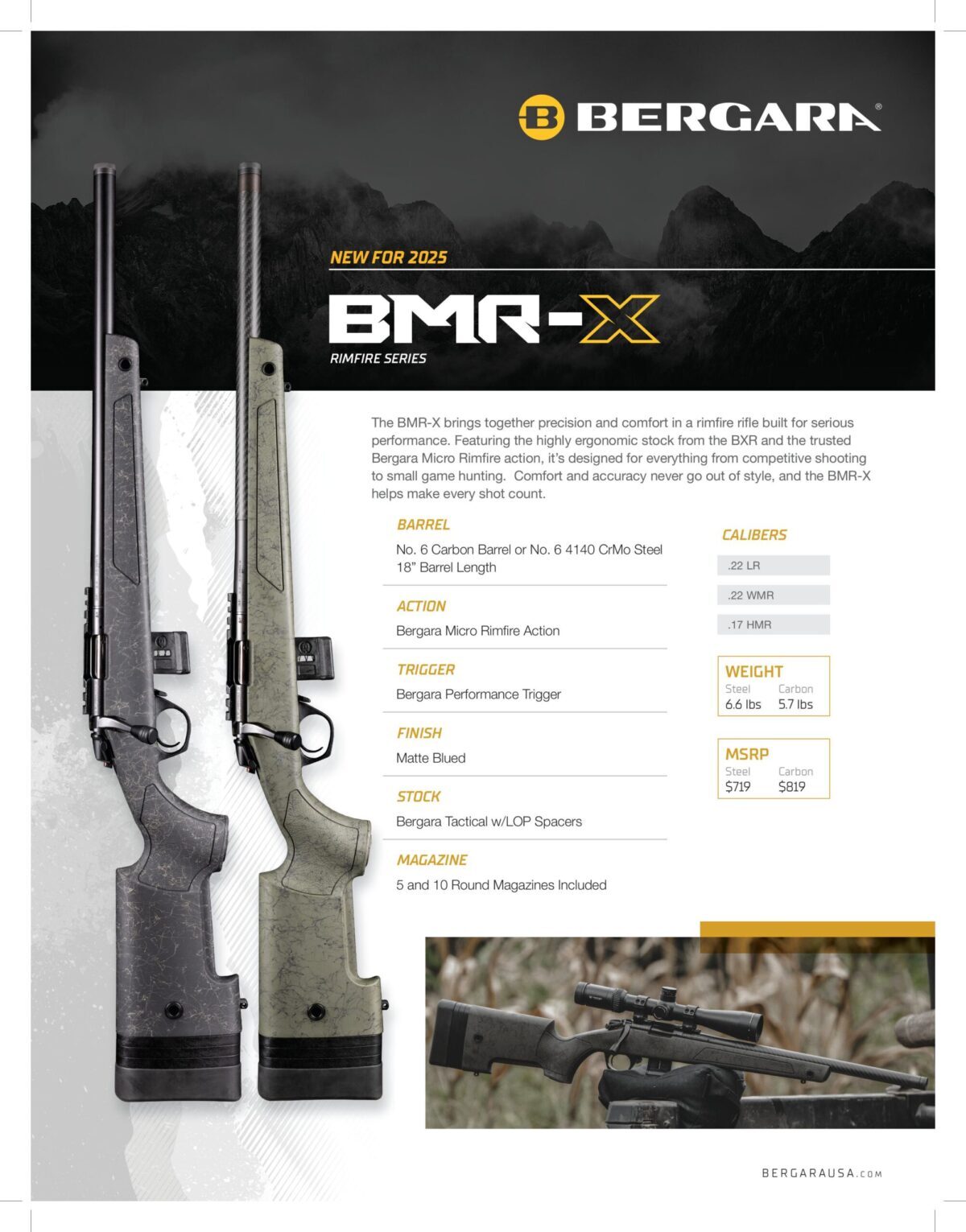 Bergara's New BMR-X Rimfire Series Enhances the Bergara Micro Rifle