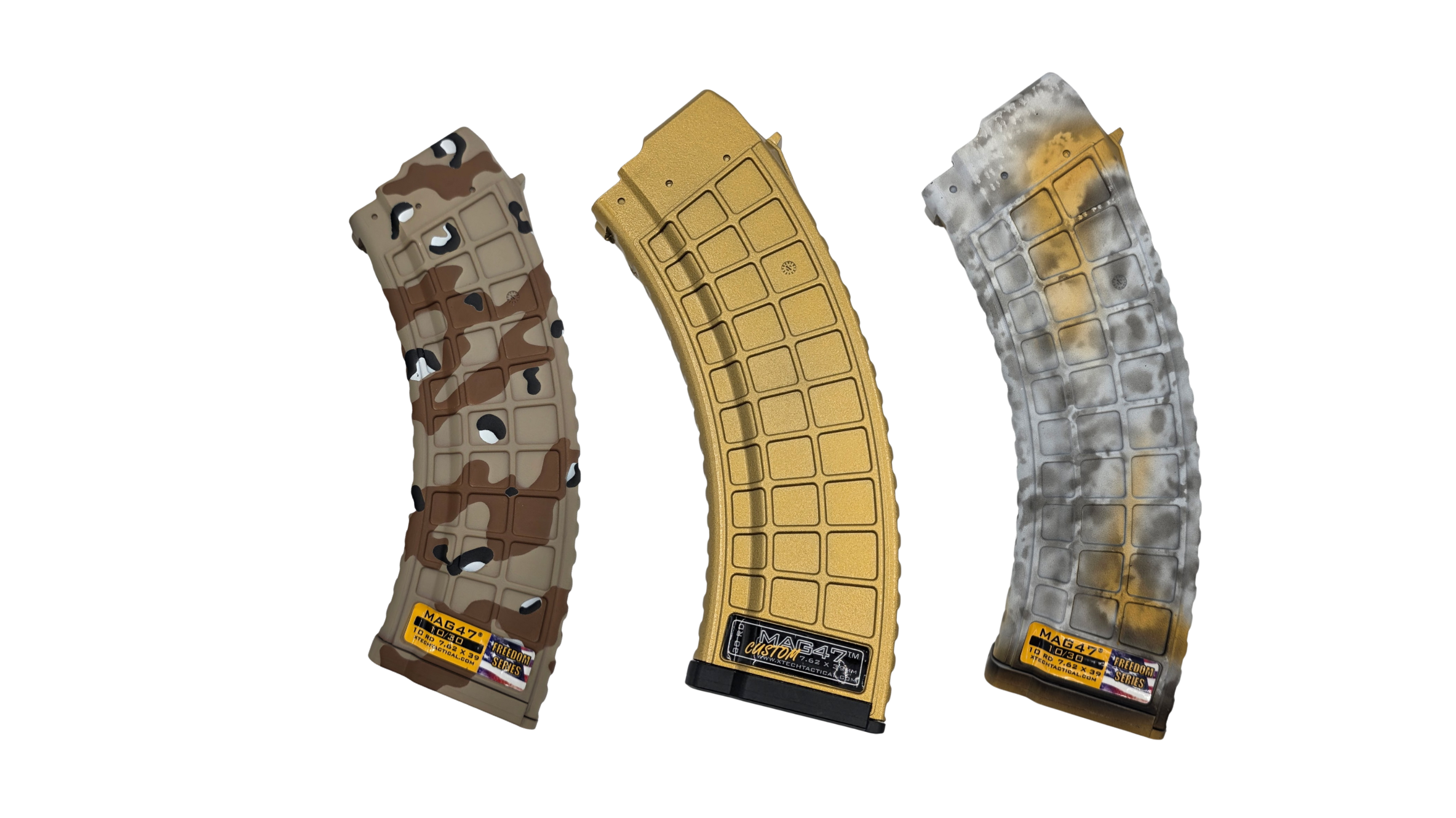 XTech Tactical's New Gold, Chocolate Chip, and Marble MAG47s