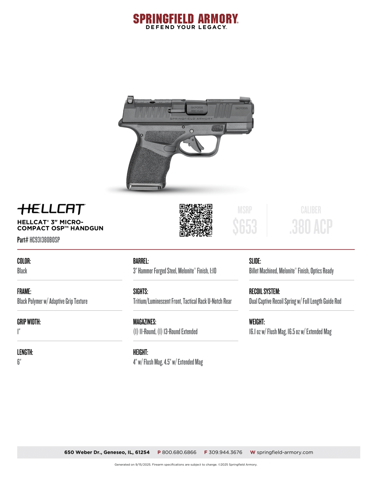 Springfield Hellcat OSP 380 Auto - A Stout Round in a Powerful Package